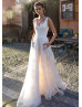 Beaded Ivory Lace Wedding Dress With Side Pockets